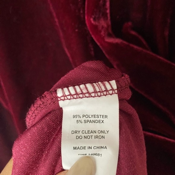 Unique Vintage Burgundy Velvet Flare Dress 3/4 Sleeve sz S Red Holiday Party - Picture 6 of 9